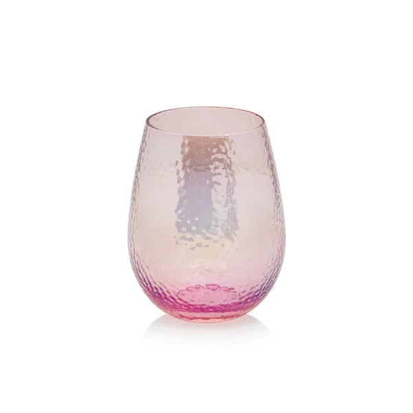 aperitivo stemless all purpose luster pink glass by zodax ch 6563