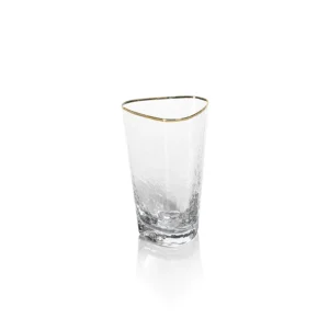 aperitivo triangular highball glass clear with gold rim ch 5719 by zodax 01