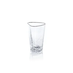 aperitivo triangular highball glass clear with platinum rim ch 7358 by zodax 01