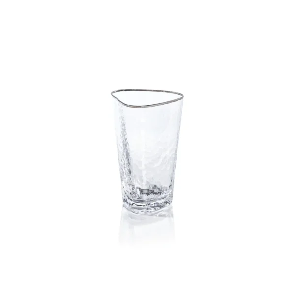 aperitivo triangular highball glass clear with platinum rim ch 7358 by zodax 01