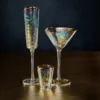 aperitivo trianular martini glass with luster finish and gold rim family of glasses by zodax