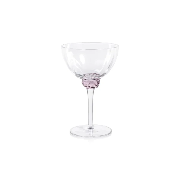 colette optic martini cocktail glass in blush by zodax ch 7259
