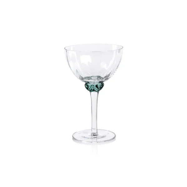 colette optic martini cocktail glass in sea green by zodax ch 7263