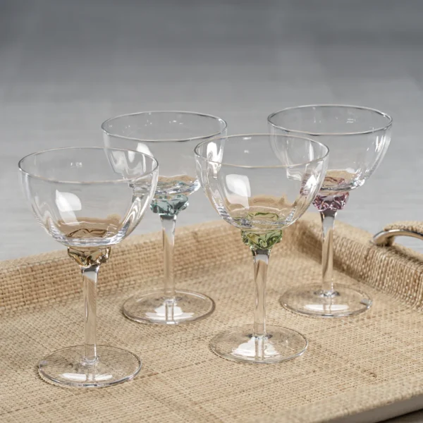 colette optic martini cocktail glasses on a tray by zodax