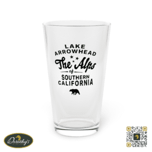 Photo of Lake Arrowhead 16oz Beer Pint With Alps of Southern California Design by