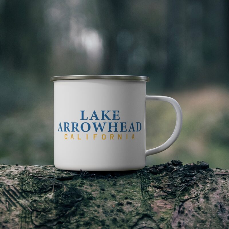 lake arrowhead camping mug with gold star in arrowhead