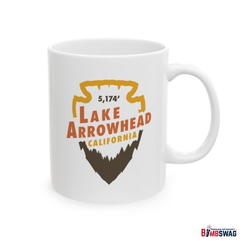 lake arrowhead coffee mug with vintage signature arrowhead & elevation