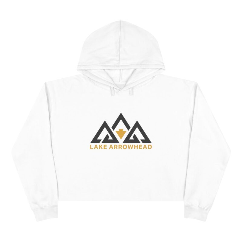 lake arrowhead premium crop top hoodie with three peak design