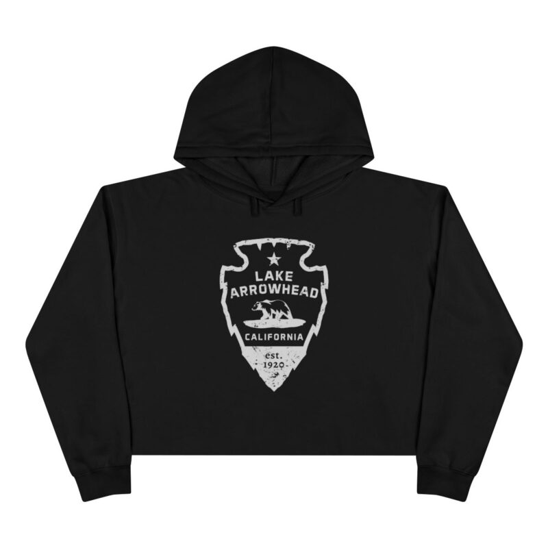 lake arrowhead premium cropped hoodie with signature arrowhead california flag design