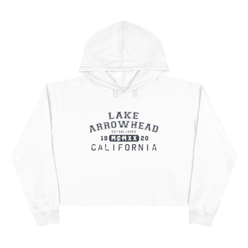 lake arrowhead cropped hoodie with collegiate 1920 roman numerals design