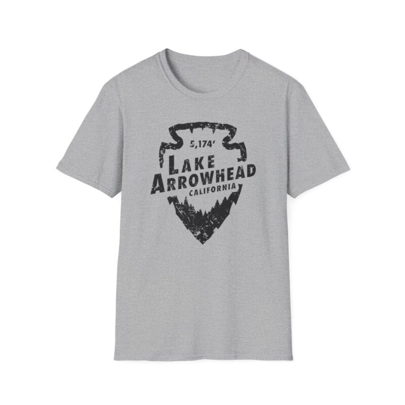 lake arrowhead unisex soft style t shirt our signature arrowhead shape, trees and elevation design