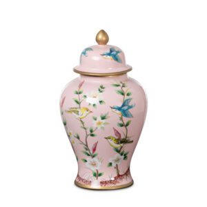 Photo of Ceramic Pink Bird Ginger Jar Large on the Ice Skaters | Home Decor and Gift Shop