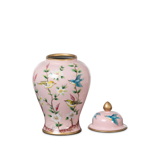 Photo of Ceramic Pink Bird Ginger Jar Small — alternate view